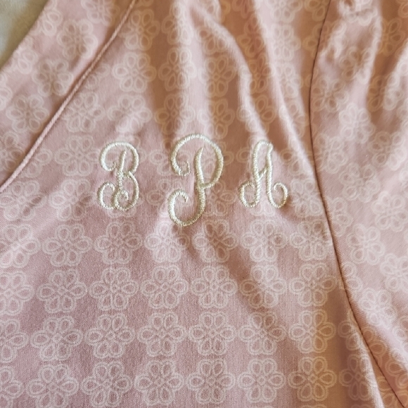 Pajamagram Monogram Pink SS Top And Drawstring Waist Pants Pj Set Sz M NWOT - Picture 3 of 10